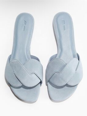 H&M Women's Light Blue Suede Slide Sandals